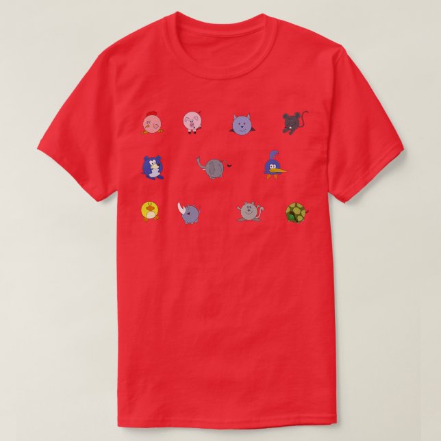Niedliche Tiere T-Shirt (Design vorne)