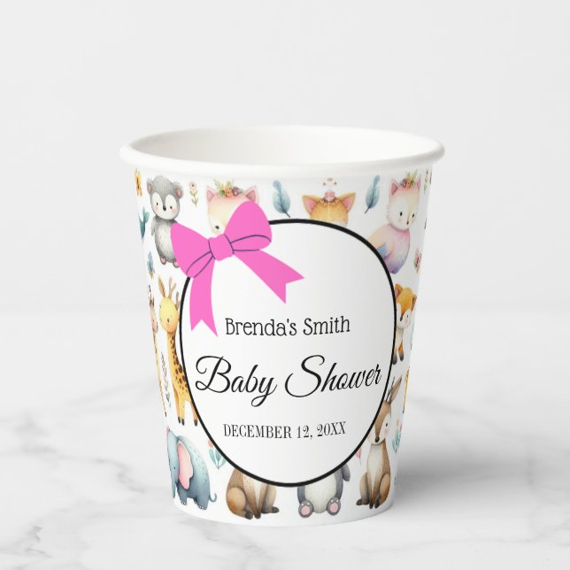 Niedliche Tiere Wasserfarbdoodles Papiertasse Pappbecher (Vorderseite)