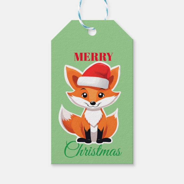 Niedliche Tiere Winter Fox Weihnachten Weihnachten Geschenkanhänger (Vorderseite)