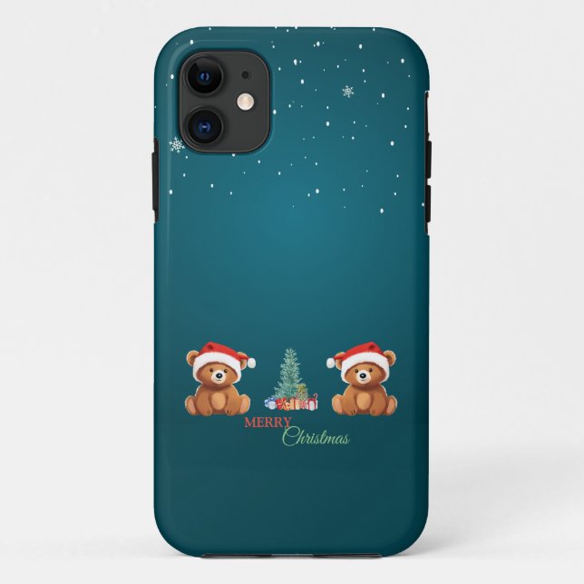 Niedliche Tiere Winterbär Weihnachtsbaum Case-Mate iPhone Hülle (Rückseite)