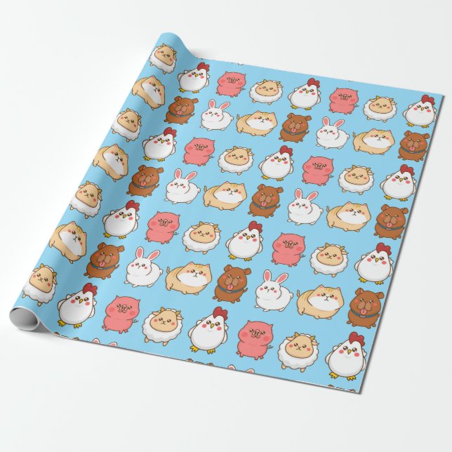 Niedliche Tiere Wrapping Paper Geschenkpapier (Ungerollt)