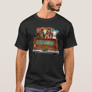 Niedliche Tierfarm auf dem LKW Kuh Schwein Huhn Zi T-Shirt
