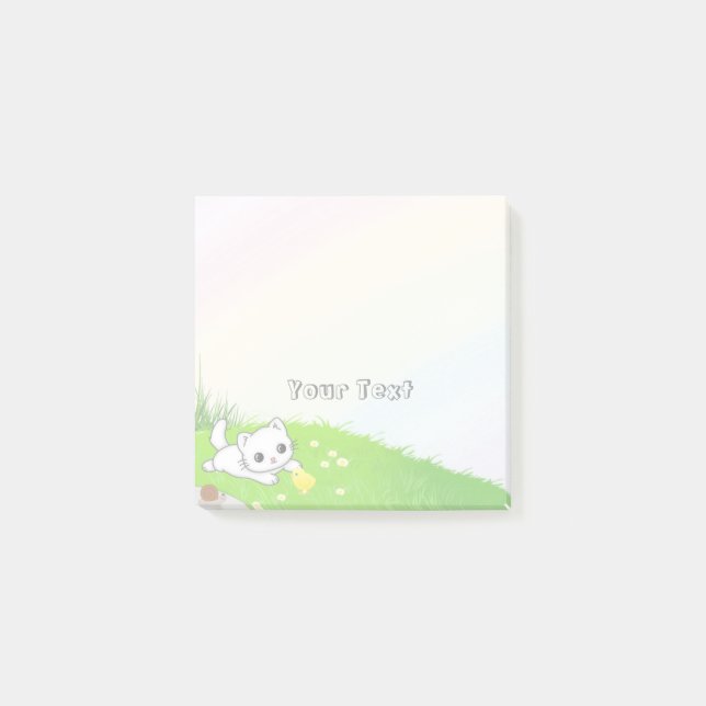 Niedliche Tierkatze Kids Regenbogen Post-it Klebezettel (Vorderseite)