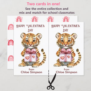 Niedliche Tiger Cub Kid's Valentine-Klassenzimmer- Postkarte