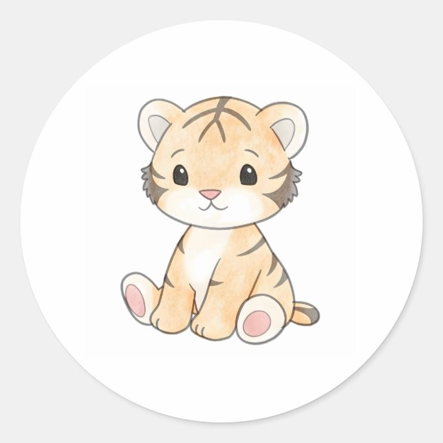 Niedliche Tiger Cub Sticker Adortable Wildlife Ani (Vorderseite)
