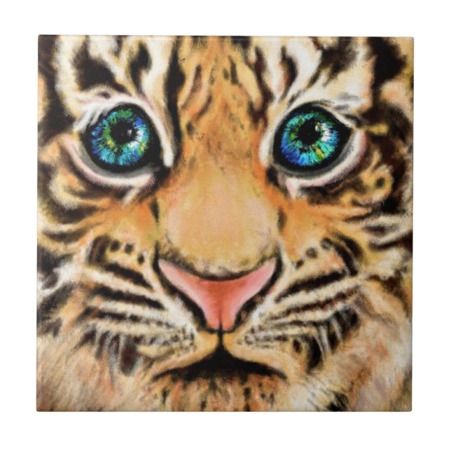 Niedliche Tiger Keramik Tile Fliese (Vorderseite)