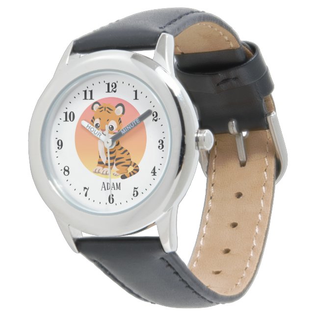niedliche Tigerjungelfreunde von unisex Armbanduhr (Schrägansicht)