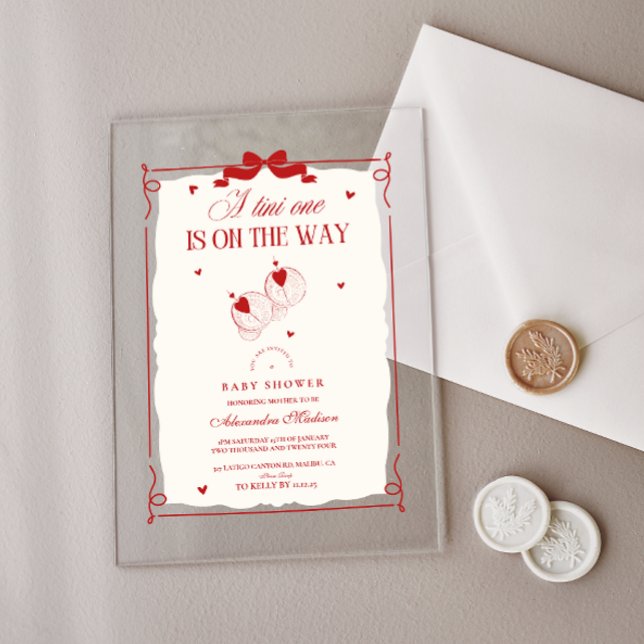 Niedliche Tini One ist auf dem Weg Babydusche Acryleinladungen (Von Creator hochgeladen)