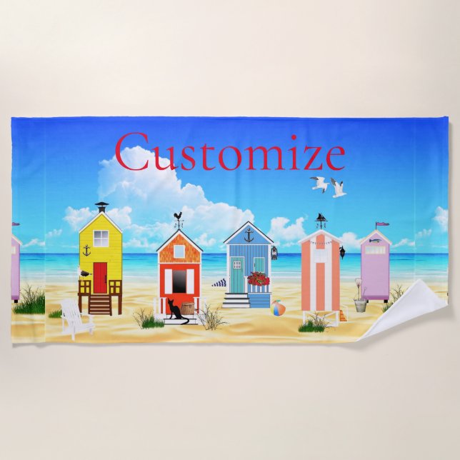 Niedliche Tiny Beach Shacks Thunder_Cove Strandtuch (Vorderseite)
