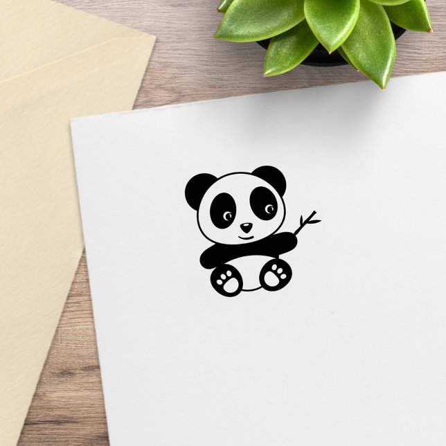 Niedliche Tiny Panda mit einem Bambustick 1x1 Gummistempel (Von Creator hochgeladen)