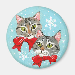 Niedliche Tischtenniskatzen, Weihnachtsschnee Magnet