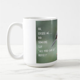 Niedliche Titmaus auf Zubringer, lustig Kaffeetasse