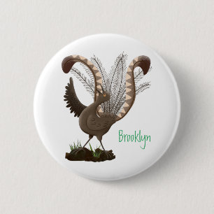 Niedliche tolle lyrebird Cartoon Illustration Button
