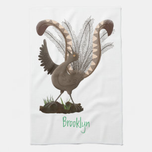 Niedliche tolle lyrebird Cartoon Illustration Geschirrtuch