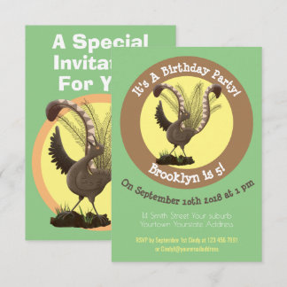 Niedliche tolle lyrebird Cartoon Illustration i Einladung
