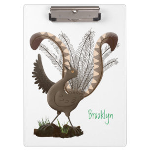 Niedliche tolle lyrebird Cartoon Illustration Klemmbrett