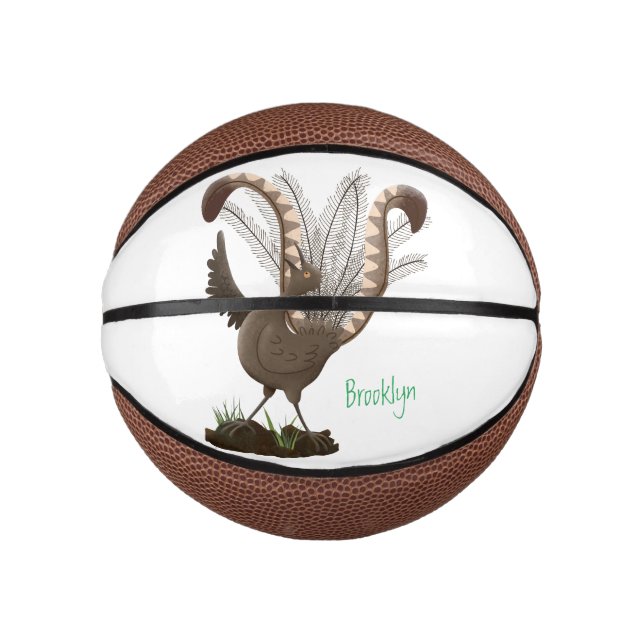 Niedliche tolle lyrebird Cartoon Illustration Mini Basketball (Vorderseite)