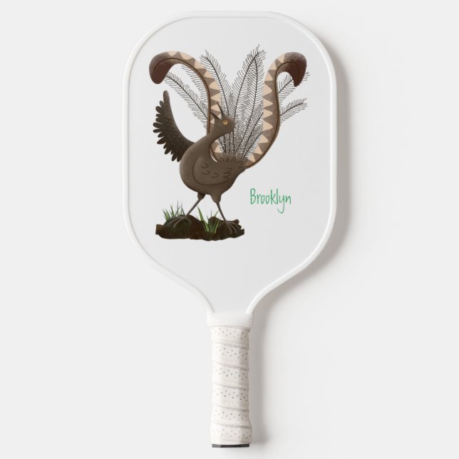 Niedliche tolle lyrebird Cartoon Illustration Pickleball Schläger (Vorderseite)