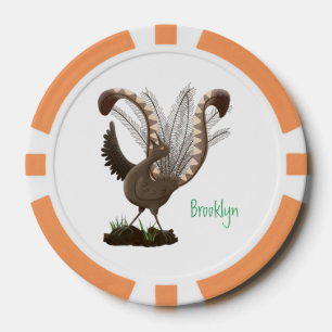 Niedliche tolle lyrebird Cartoon Illustration Pokerchips