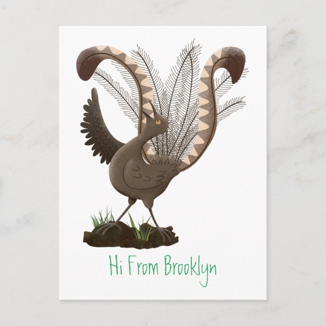 Niedliche tolle lyrebird Cartoon Illustration Postkarte (Vorderseite)