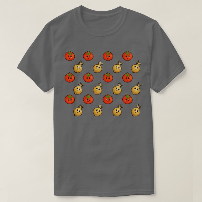 Niedliche Tomaten und Zwiebeln T-Shirt (Design vorne)