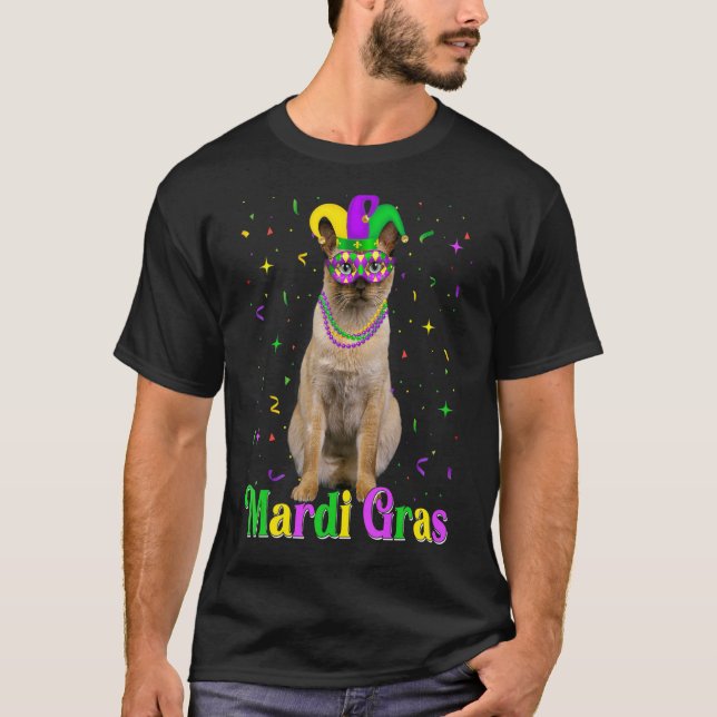 Niedliche Tonkinese Katzentiere Mardi Gras Karniva T-Shirt (Vorderseite)