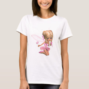 Niedliche Toon-Ballerina-Fee im Rosa - kniend T-Shirt