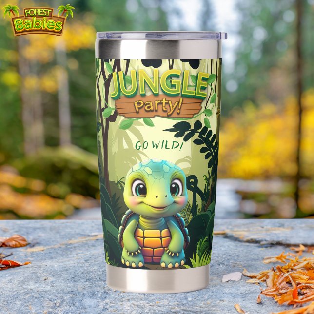 Niedliche Tortoise, Whimsical Baby Turtle Wildlife Thermobecher (Cute Jungle Party Tortoise, Fun Whimsical Baby Turtle Graphic Woodland Wildlife Insulated Tumbler 🐢)