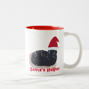 Niedliche Tortoiseshell Cat Santa Helper Tasse