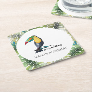 Niedliche Toucan Exotic Watercolor Illustration Rechteckiger Pappuntersetzer