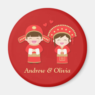 Niedliche traditioneller Chinese-Paar-Hochzeit Magnet