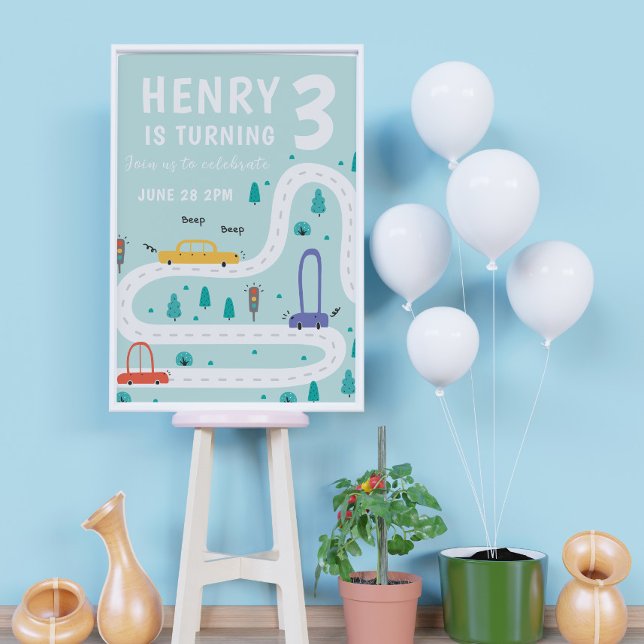 Niedliche Transportkarte Thema Junge Geburtstag Poster (Von Creator hochgeladen)