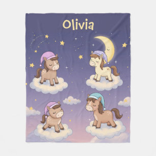 Niedliche traumhafte Pferde Schlafen auf Wolken Fleecedecke