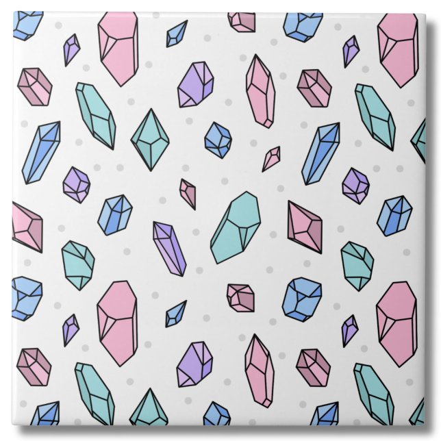 Niedliche, trendige Edelsteine Gemstones krystales Fliese (Cute Trendy Pastel Gemstones Gems Crystal Pattern Ceramic Tile)