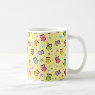 Niedliche trendige Eulen und Blume Kaffeetasse