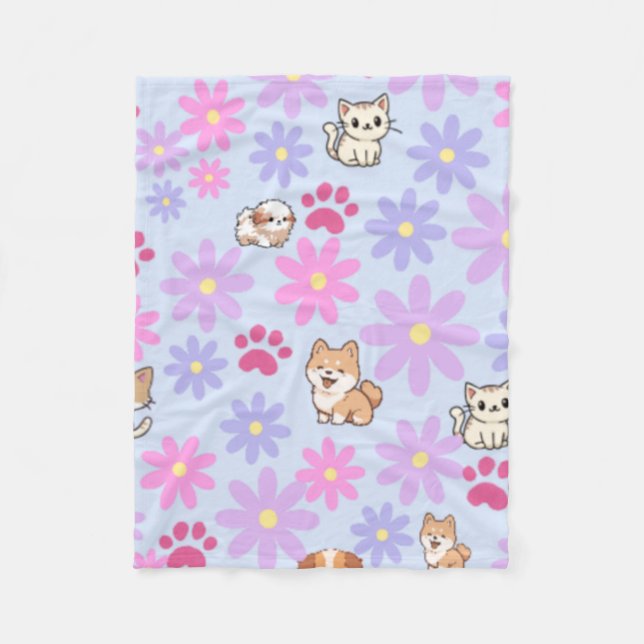 Niedliche, trendige Haustiere und Dasis Fleecedecke (Vorderseite)