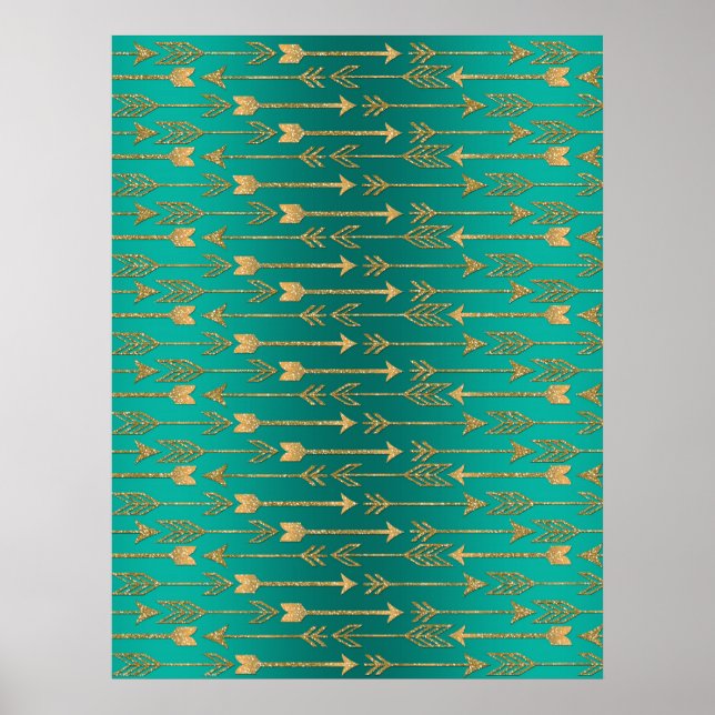 Niedliche trendige Imitate Gold Glitzer Stammespfe Poster (Vorne)