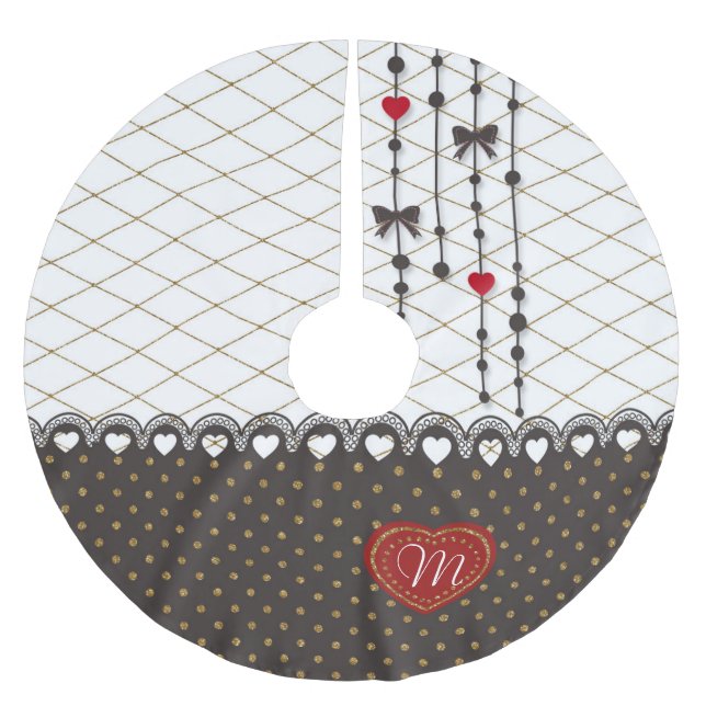 Niedliche trendige Spitzen-Imitate Gold Glitzer St Polyester Weihnachtsbaumdecke (Vorderseite)