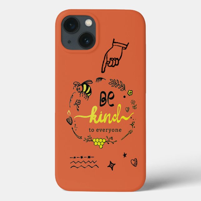 Niedliche Trendy Doodles Black Gold Bee Orange Case-Mate iPhone Hülle (Rückseite)