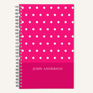 Niedliche Trendy Girly Hot Pink Polka Dots Custom Notizbuch