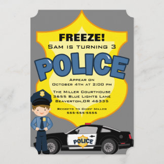 Niedliche Trendy Police Car Geburtstagseinladung Einladung