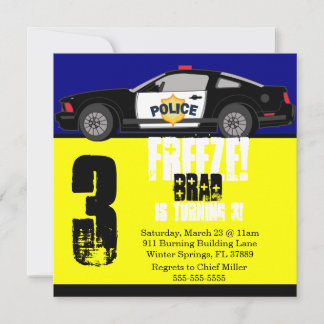 Niedliche Trendy Police Car Geburtstagsparty Einla Einladung