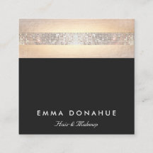 Niedliche trendy Sequin and Gold Stripes Black Squ