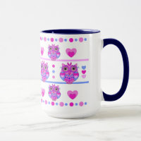 Niedliche trendy Tasse mit Eulen und Namen