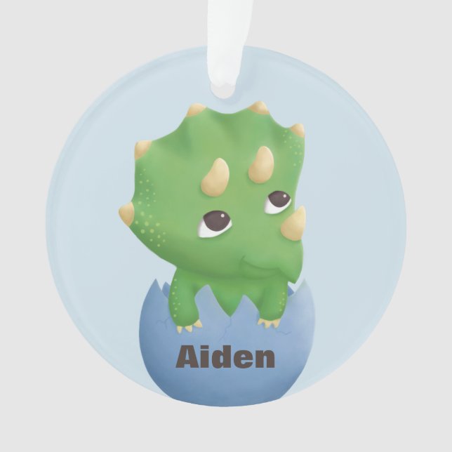 Niedliche Triceratops-Dino-Ei-Baby-Verzierung Ornament (Vorderseite)