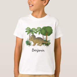 Niedliche Triceratops Dinosaurier mit Bäumen und P T-Shirt