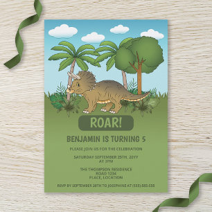 Niedliche Triceratops Dinosaurier Tropical Kid's G Einladung