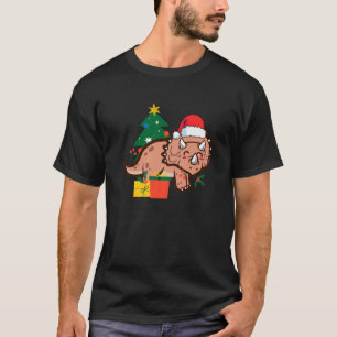 Niedliche Triceratops Dinosaurier Weihnachten T-Shirt