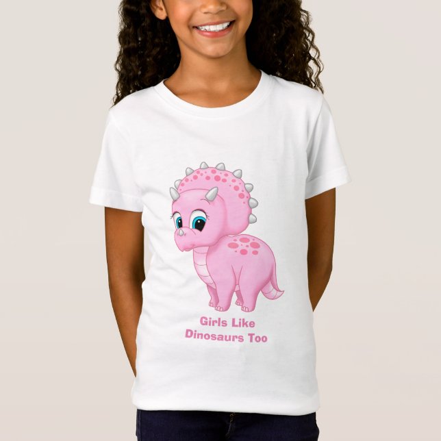 Niedliche Triceratops Mädchen wie Dinosaurier auch T-Shirt (Vorderseite)