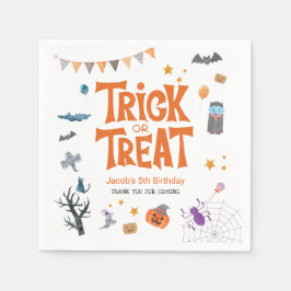 Niedliche Trick- oder Treatursfeier 5. Geburtstags Serviette
